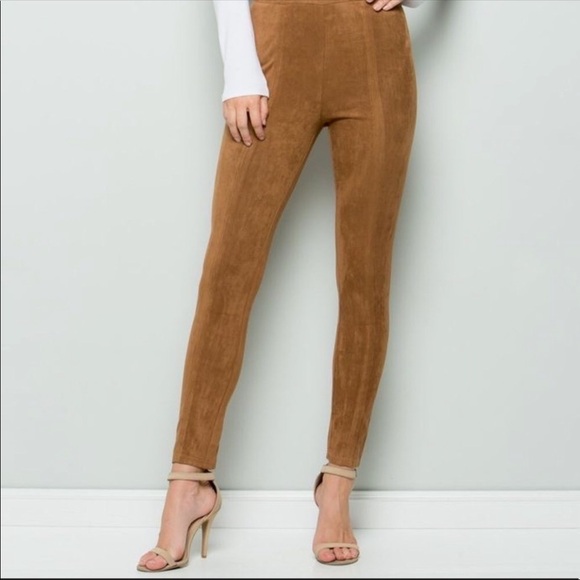 NWT Zac & Rachel Suede Tan Slim Ankle Pant Sz XL - Picture 2 of 7